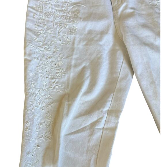 Lauren Jeans Co. Ralph Lauren White Embroidered Jeans Floral RLL Logo 10P - Picture 3 of 10